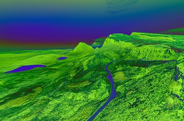 Bird’s eye view of mountain valley