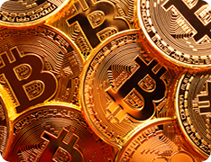 illustration of pile of gold Bitcoins