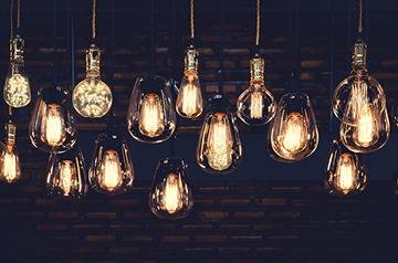 Hanging light bulbs in various styles