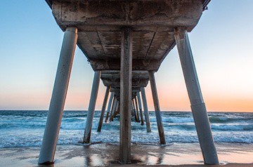 underside of concrete bridge