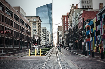 A desolate city street
