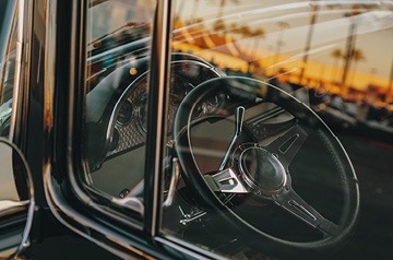 vintage car empty driver's seat