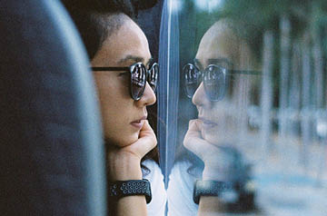 looking out bus window