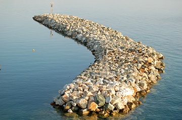 A stone jetty on the sea