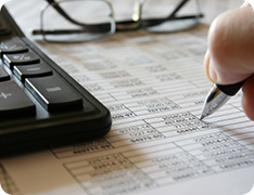 closeup of pen writing in spreadsheet