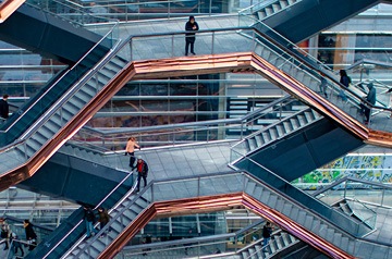 geometric building atrium with staircases