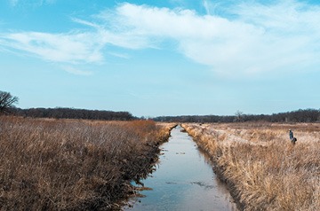 farmer inspecting irrigation