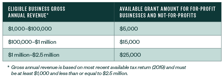 Application Criteria and Amounts table