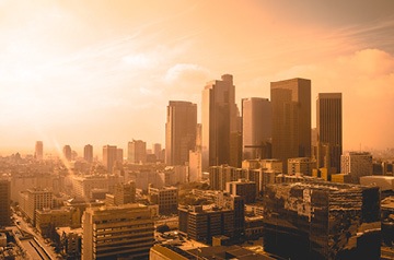 city skyline at dusk