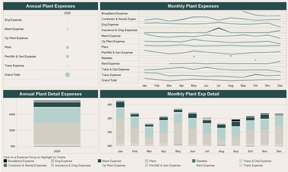 screenshot of plant investment analysis dashboard