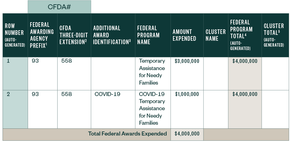 Form SF-SAC examples chart