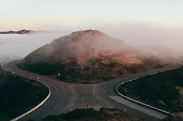 roads in foggy hills