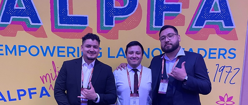 Three Moss Adams team members gathered at the 2024 ALPFA conference