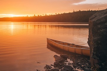 empty canoe lakeside
