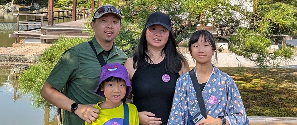 Jennie Ly and her family during their first trip to Japan