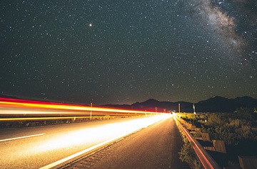 long exposure of train at night