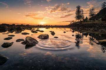 reflection of sunset on ocean