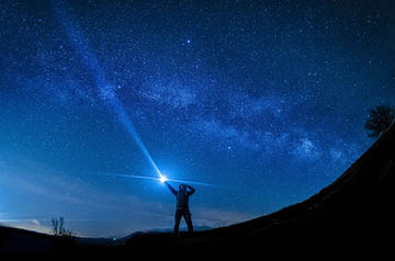 long exposure of flashlight beam at night