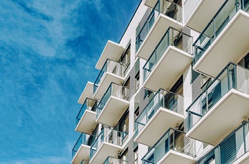 Geometric view of apartment building balconies