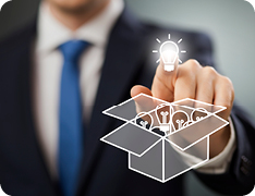 illustration of lightbulbs, one lit