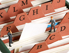 closeup of file organizer tabs