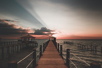 ocean pier at dusk