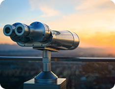 mounted scenic magnifiers overlooking cityscape