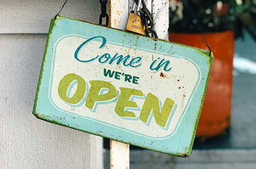 open sign on business