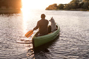 canoeing with dog