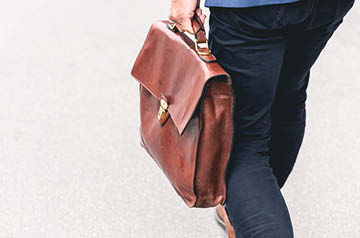 carrying leather briefcase