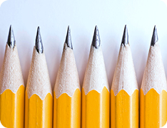 closeup of sharpened pencils