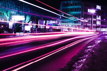 long exposure of city street at night