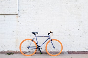 bike in front of white wall