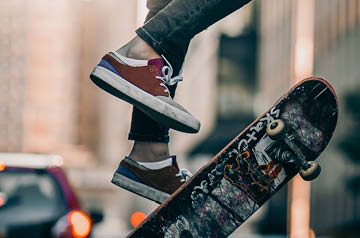 skateboarder performing trick