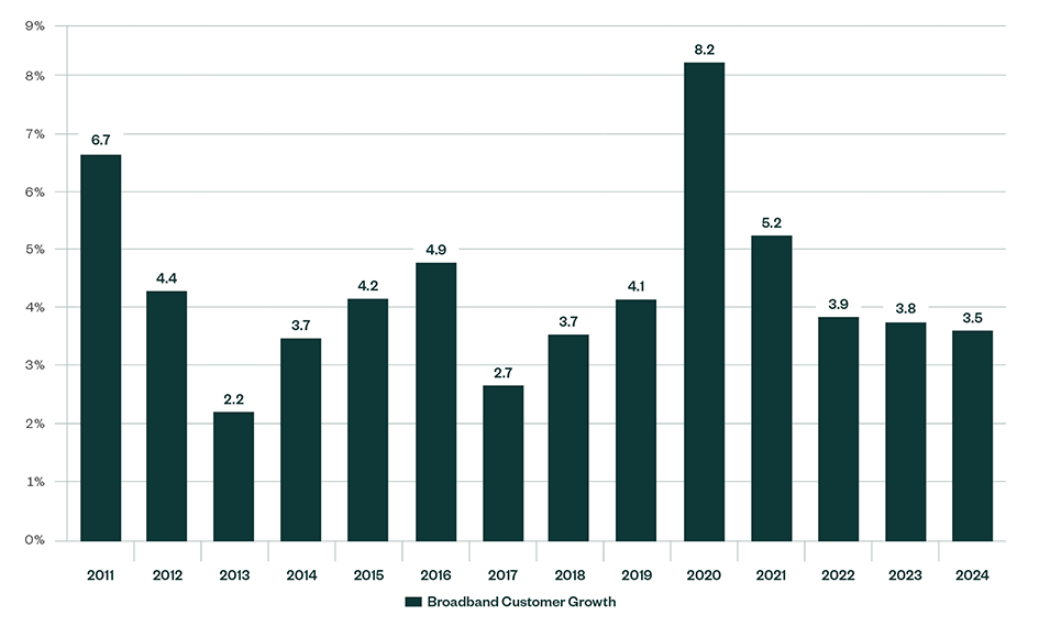 Graph showing broadband growth