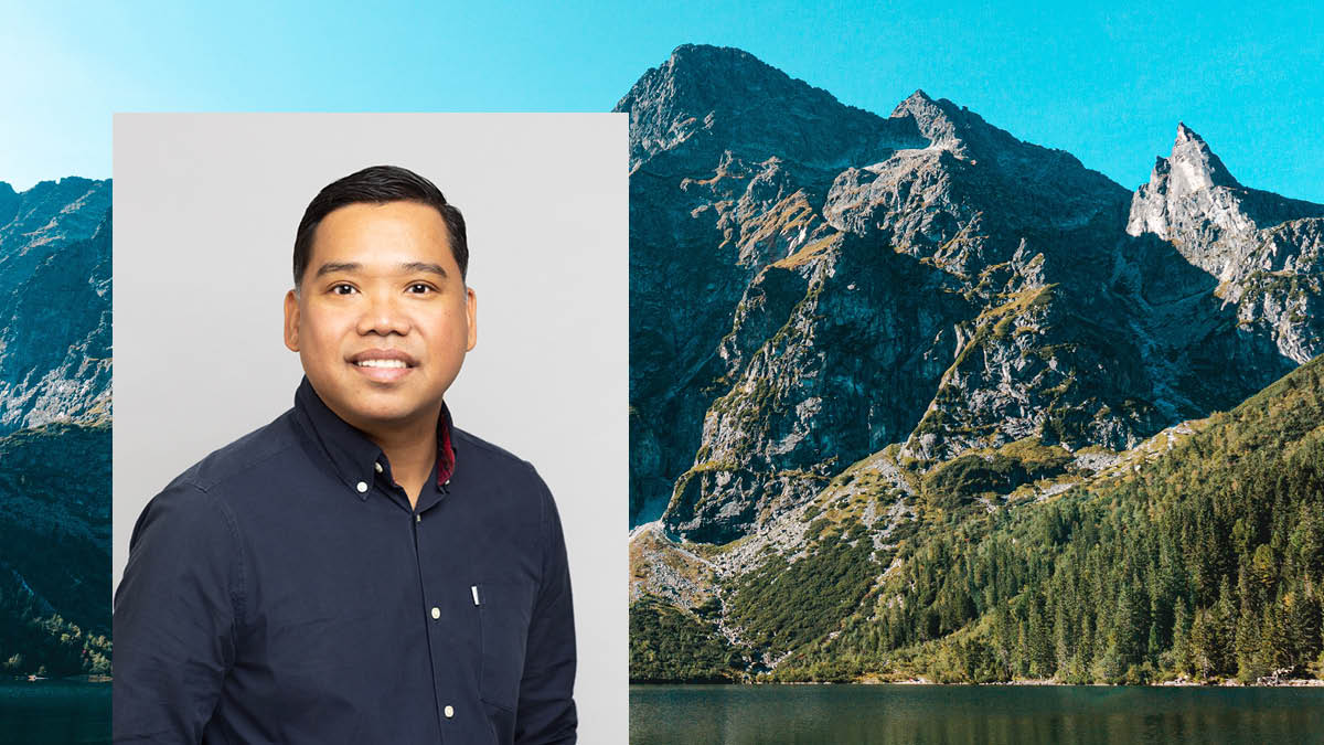 Francisco Sarmiento Jr. in front of a mountain background