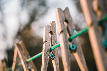 clothespins on clothesline