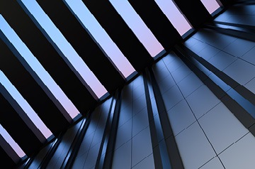 Looking at the sky through a slotted ceiling