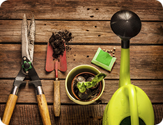 gardening tools in use