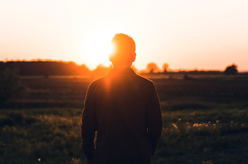 person silhouette at sunset